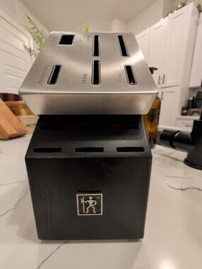 Zwilling J.A. Henckels Self-Sharpening 12 Slot Wood Knife Block | Black & Silver